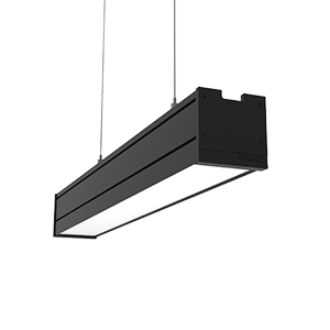 Светодиодный светильник VARTON Mercury Pro подвесной 26 Вт 3000 К 514х65х65 мм IP54 RAL9005 черный муар с рассеивателем опал, с декоративным проводом 2 м и комплектом подвесов 2 м DALI